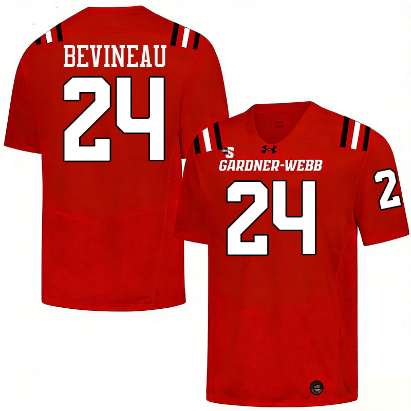 Gardner-Webb Runnin' Bulldogs #24 Jabre Bevineau College Football Jerseys,Uniforms-Red
